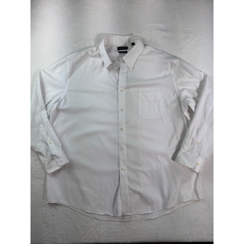 Lauren Ralph Lauren Mens 3XL White Stretch Dress Shirt 19 34/35 Regular Fit